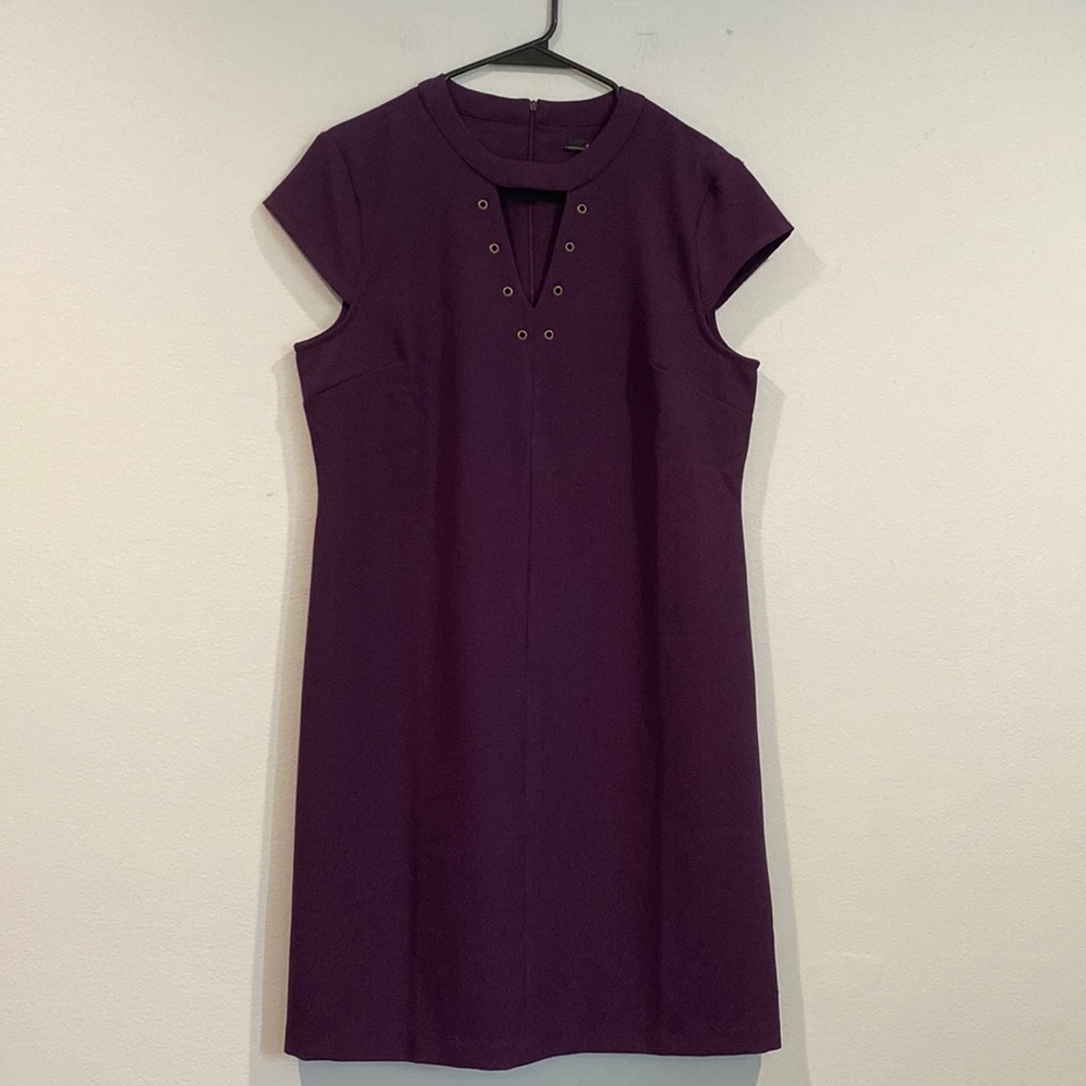 R&K Purple Short Sleeve Pencil Dress - Size 14